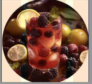 A refreshing summer drink featuring mixed berries, lemon slices, and mint leaves in a tall glass, perfect for sharing on sunny days.