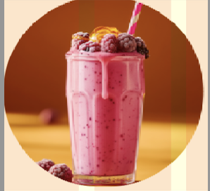 A vibrant berry smoothie topped with fresh blackberries, a drizzle of honey, and a striped straw, served in a clear glass for a refreshing treat.